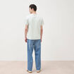 T-shirt ray&eacute; col rond manches courtes bleu gris homme