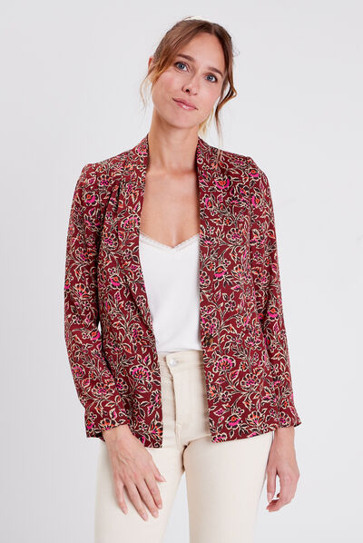 Veste esprit blazer droite marron femme