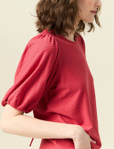 T-shirt manches courtes rouge foncé femme