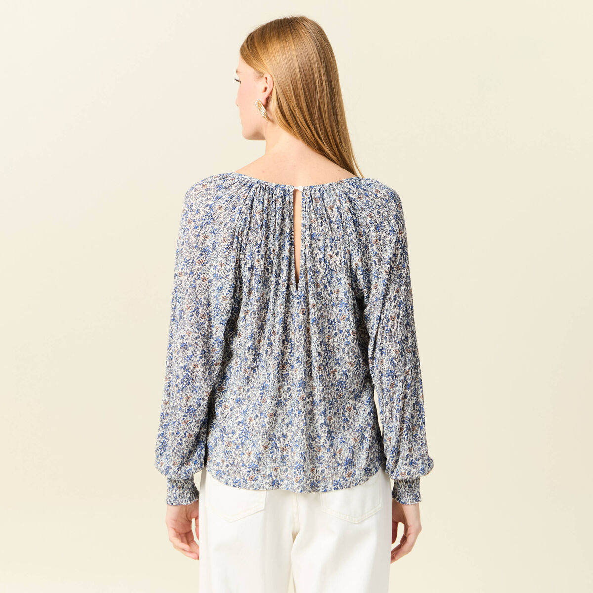 T-shirt manches longues bleu clair femme