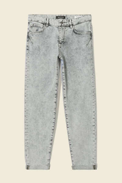 Jeans girlfriend 5 poches denim snow bleu femme