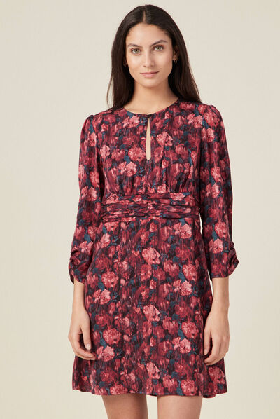 Robe droite manches 3/4 noir femme