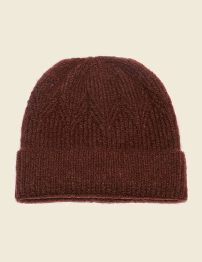 Bonnet marron cognac femme