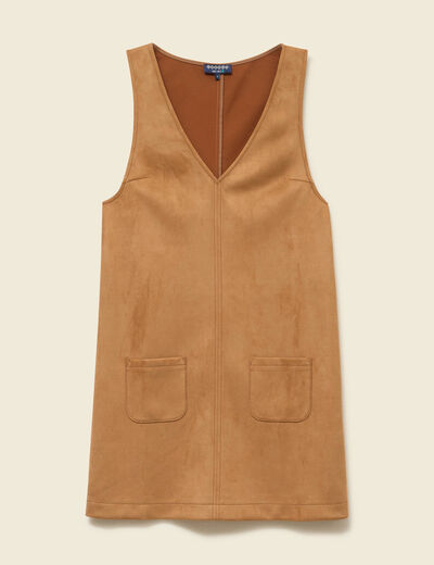 Robe manches tr&egrave;s courtes marron femme