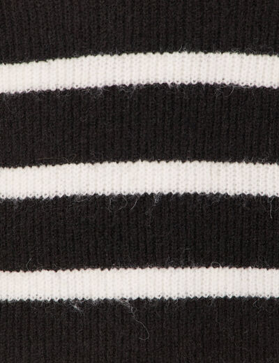 Pull droit court sans manches col v noir femme