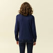 Pull ajouré manches longues en coton bleu marine femme