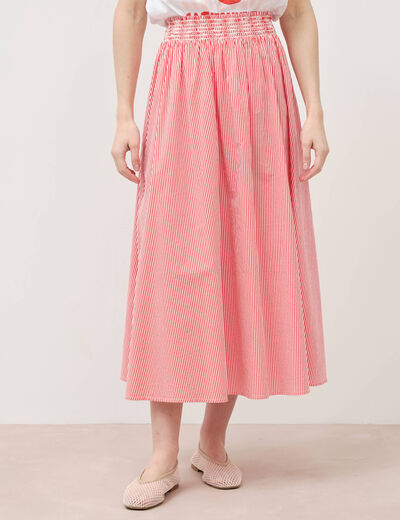 Jupe taille haute en coton rouge femme