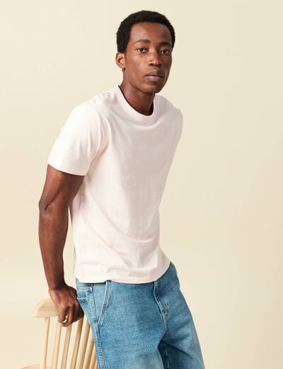 T-shirt en coton manches courtes rose clair homme