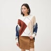 Pull col rond manches longues ecru femme
