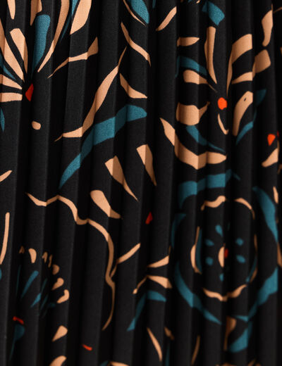 Jupe midi évasée plissée noir femme