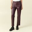 Pantalon taille haute similicuir prune femme