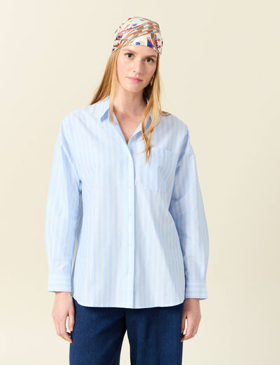 Chemise manches longues bleu ciel femme