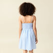 Robe évasée col V sans manches en coton bleu femme