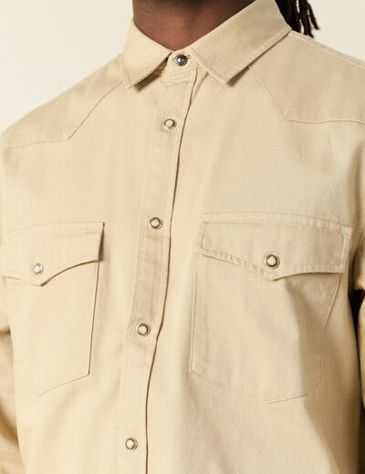 Chemise manches longues beige homme