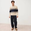 Pull manches longues en coton beige homme