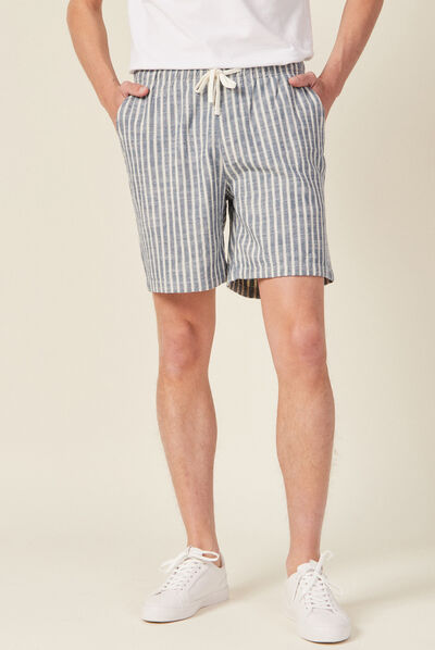 Bermuda droit élastiqué bleu homme