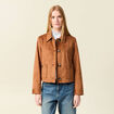Veste manches longues col classique camel femme