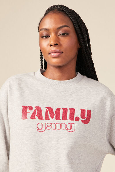 Sweat manches longues gris femme
