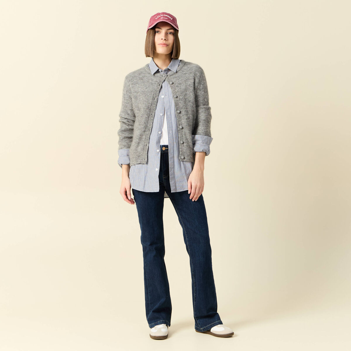 Jeans bootcut denim brut femme