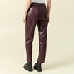 Pantalon taille haute similicuir prune femme