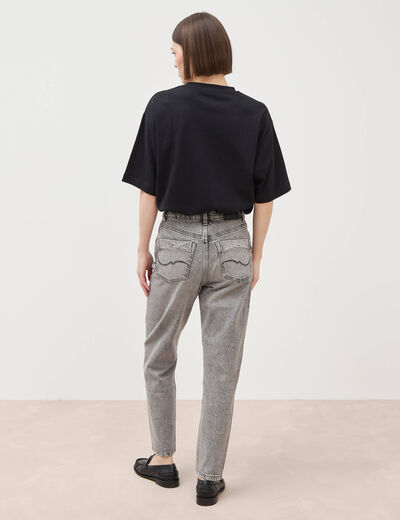 Jeans mom 7/8&egrave;me denim snow gris femme