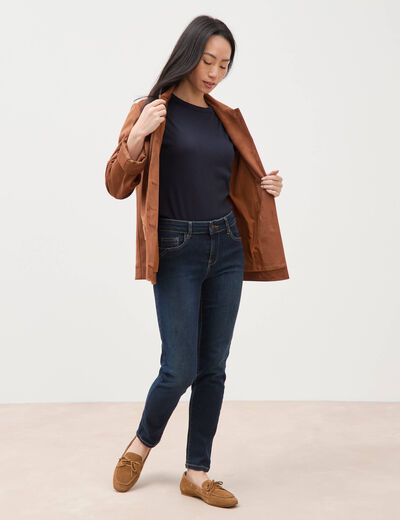 Jeans slim 7/8&egrave;me denim brut femme