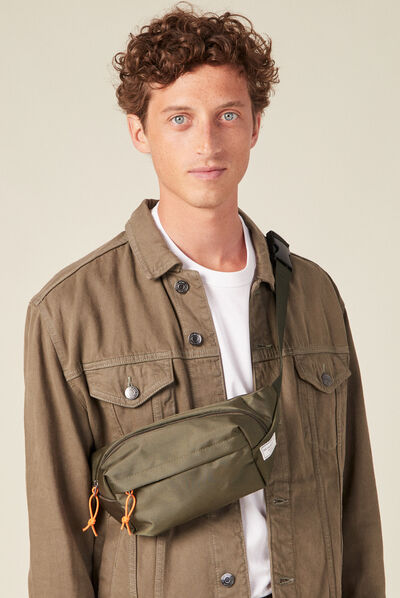 Sac banane zippé vert kaki homme