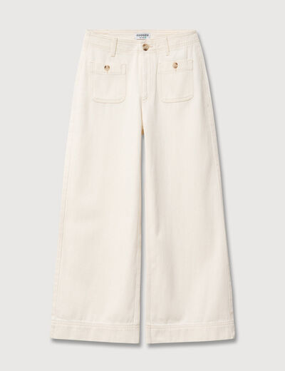 Jeans loose cropped taille standard ecru femme