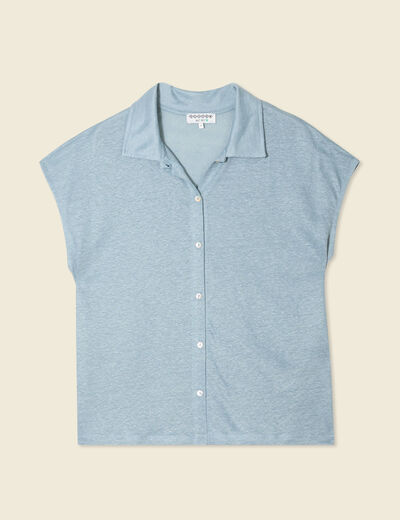 Polo manches courtes bleu gris femme