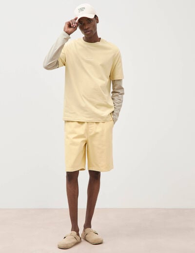 T-shirt en coton manches courtes jaune clair homme