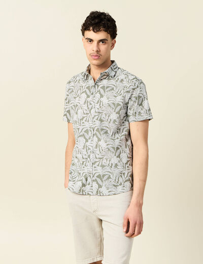 Chemise manches courtes vert kaki homme