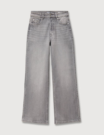 Jeans large taille haute denim gris femme