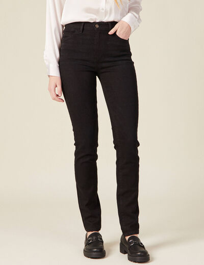 Jeans slim taille haute denim noir femme