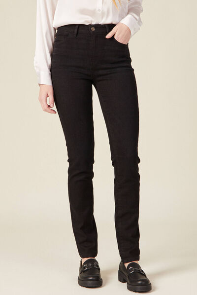 Jeans slim taille haute denim noir femme