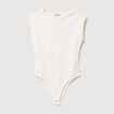 Body ajust&eacute; col rond manches d&eacute;bardeur ecru femme