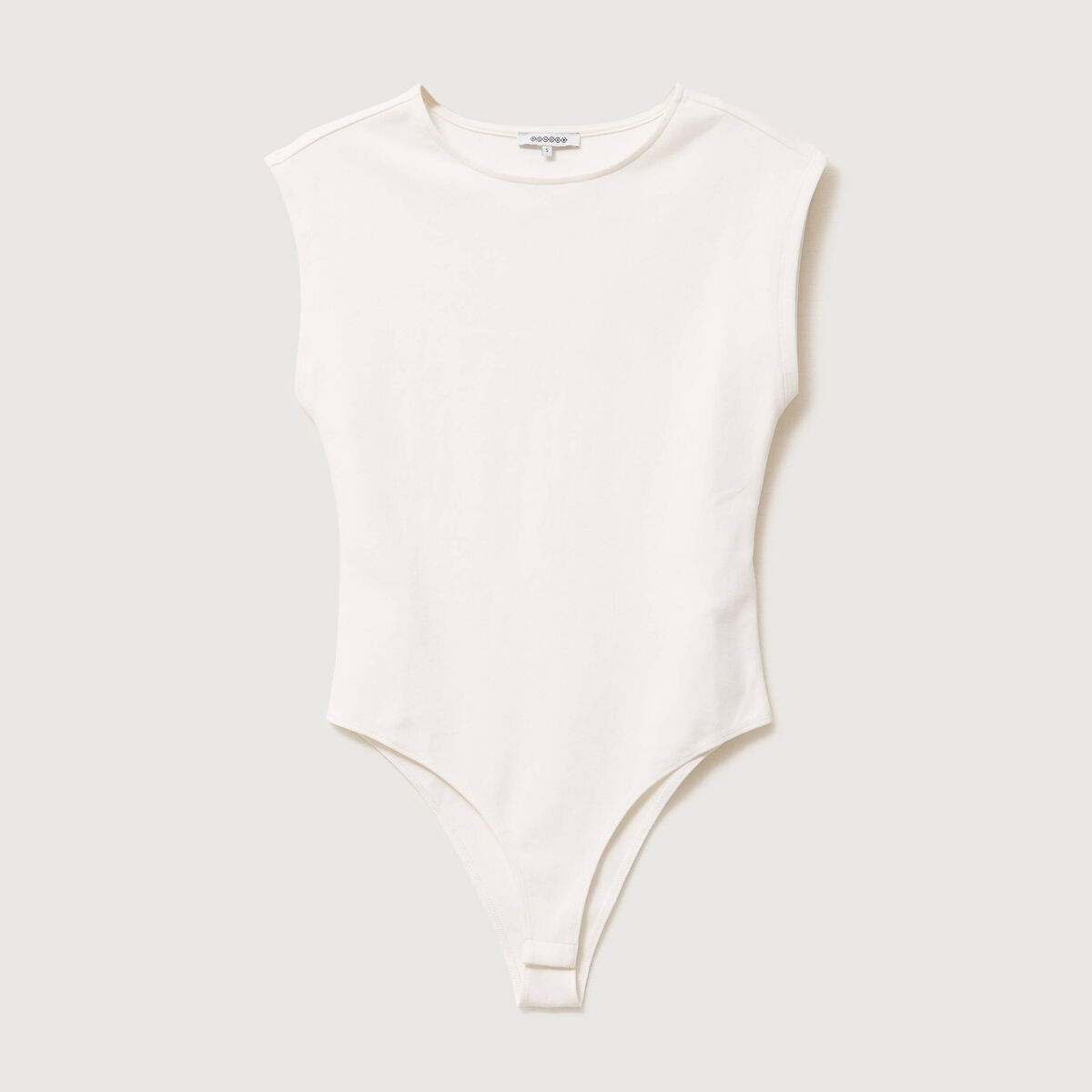 Body ajust&eacute; col rond manches d&eacute;bardeur ecru femme