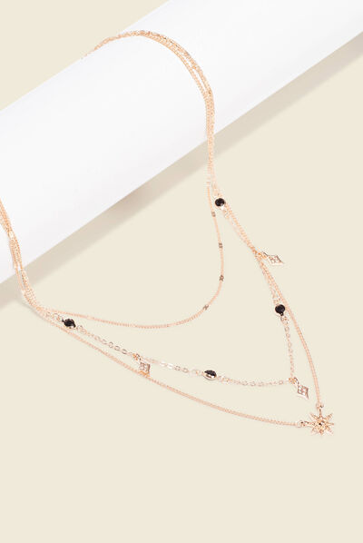 Collier multirangs couleur or femme