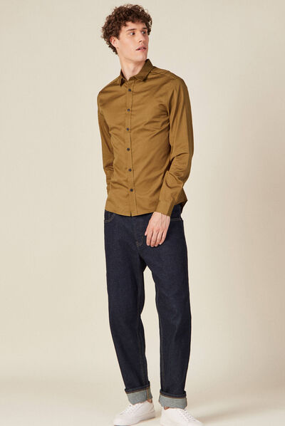 Chemise manches longues vert kaki homme