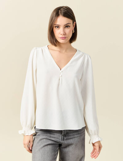 Blouse manches longues ecru femme