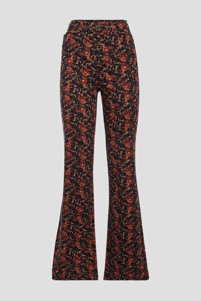 Pantalon bootcut taille haute noir femme