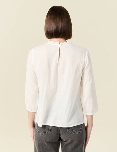 Blouse manches 3/4 ecru femme