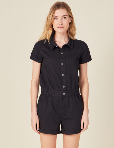 Combishort boutonnée noir femme
