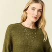 Pull col rond manches longues vert kaki femme