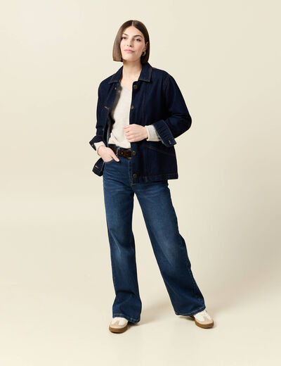 Pull manches longues col en V creme femme