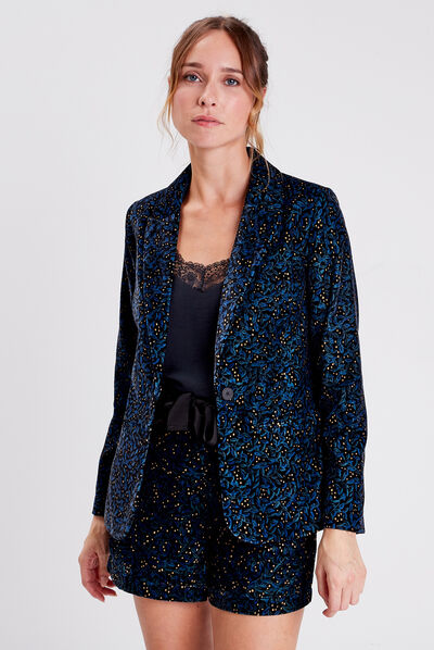 Veste esprit blazer droite noir femme