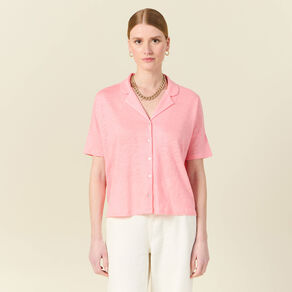 Chemise manches courtes rose femme
