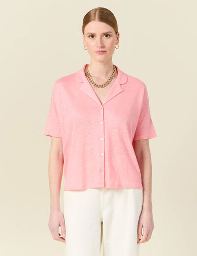 Chemise manches courtes rose femme