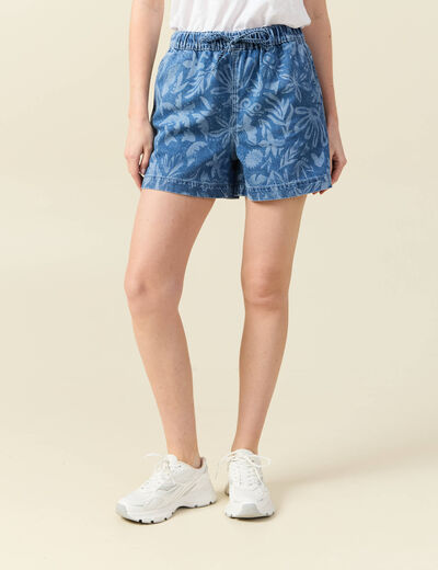 Short large en jean denim stone femme