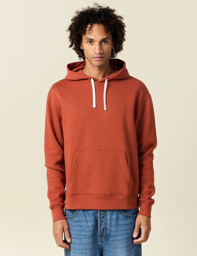 Sweat à capuche marron cognac homme