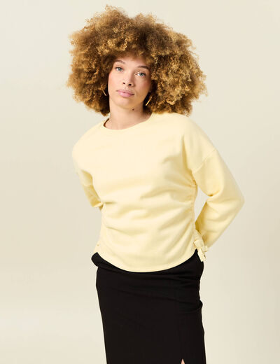 Sweat manches longues jaune clair femme